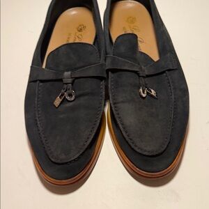 Loro Piana Black Suede Summer Charm Walks Loafers 36
